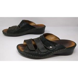 FINN Women's Size US 9.5 UK 7 Cremona Black Leather Slide Adjustable Sandals VTG